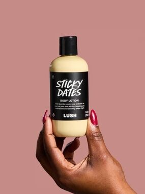 LUSH Sticky Dates Body Lotion - Black Label, Cream Bottle